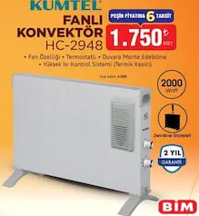KUMTEL HC-2948 FANLI KONVEKTÖR ISITICI 2000 W fiyat ve kampanya bilgisi